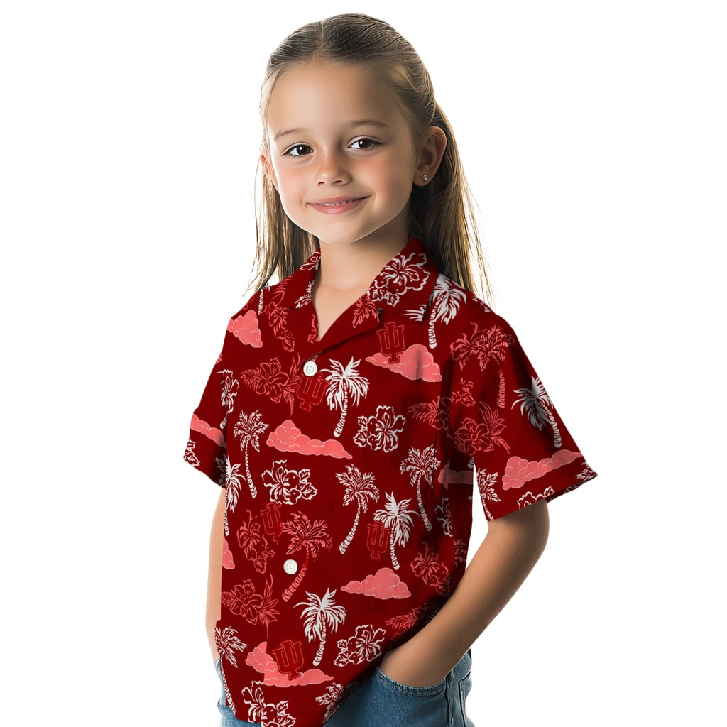 Indiana Hoosiers Hawaiian Shirt - Palm And Clouds | Hula Hawaiian Shirts