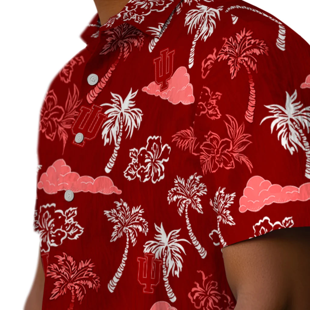 Indiana Hoosiers Hawaiian Shirt - Palm And Clouds | Hula Hawaiian Shirts