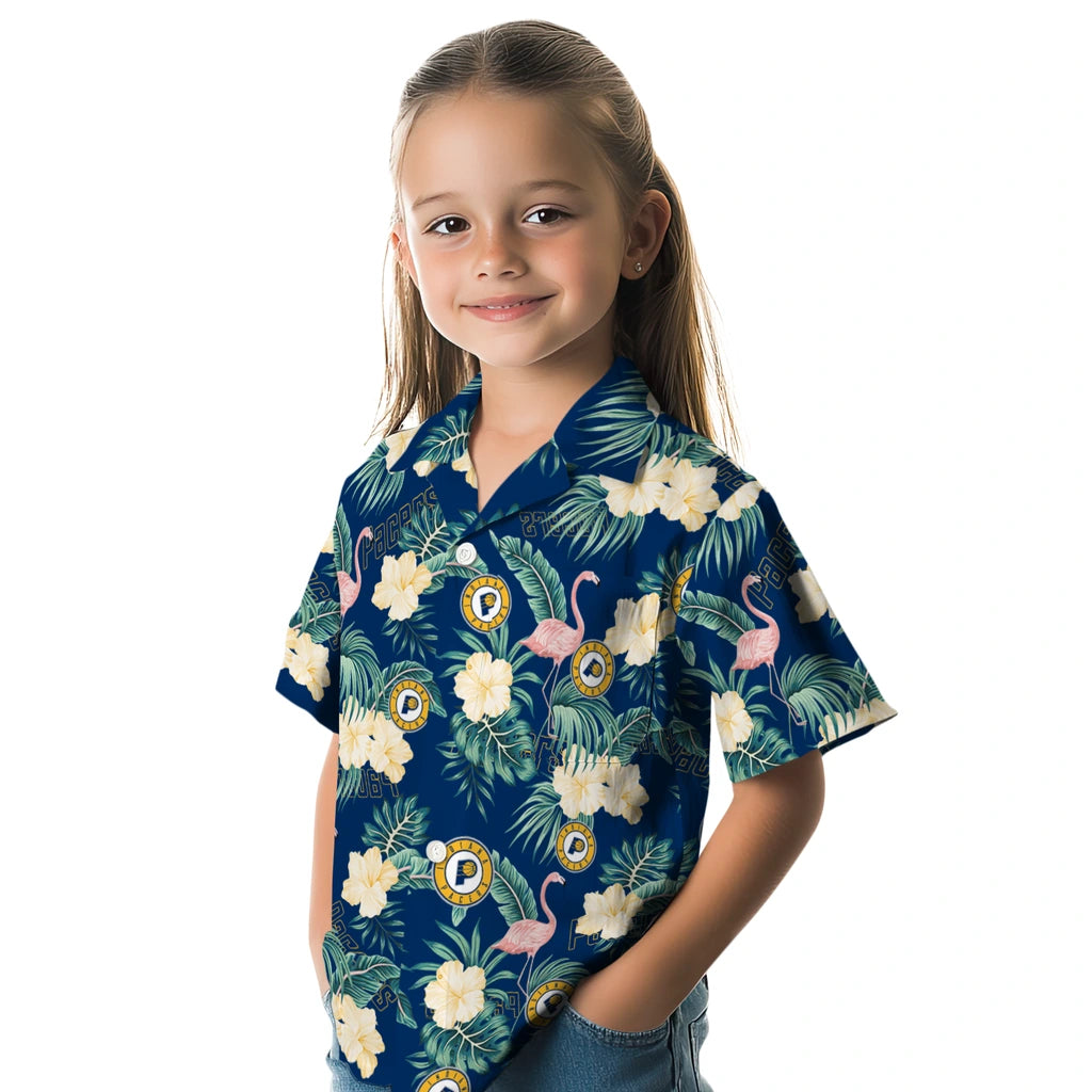 Indiana Pacers Hawaiian Shirt - Flamingo and Hibiscus | Hula Hawaiian Shirts