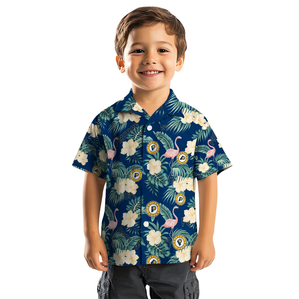 Indiana Pacers Hawaiian Shirt - Flamingo and Hibiscus | Hula Hawaiian Shirts