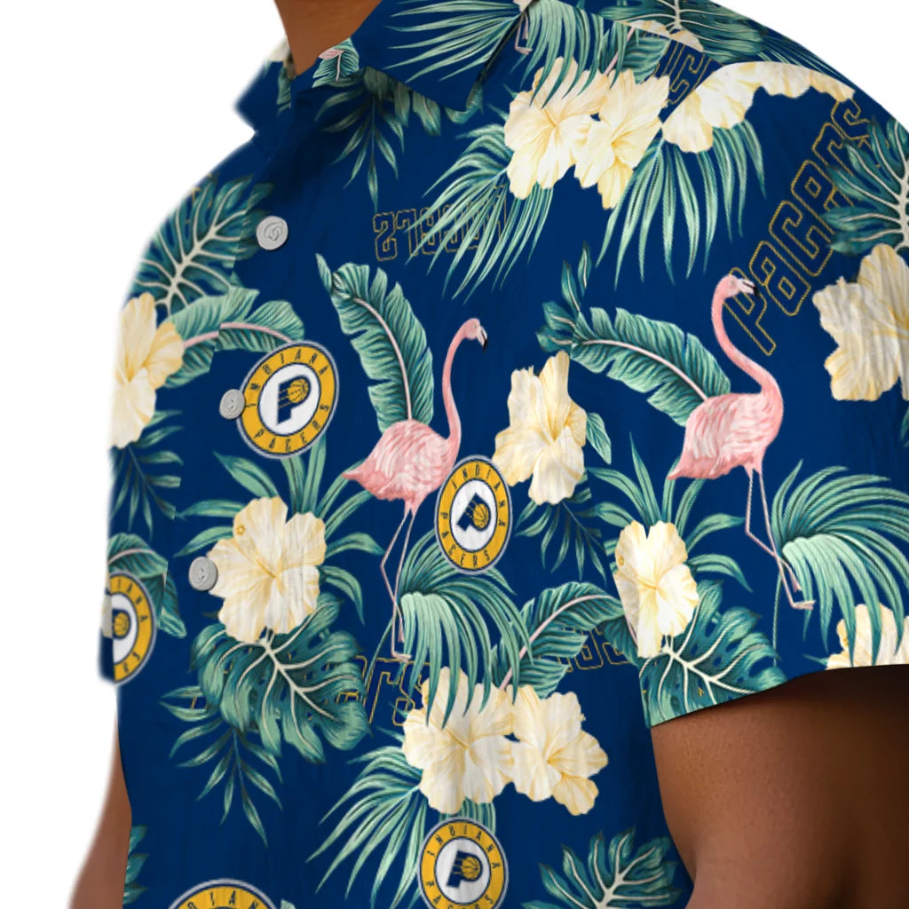 Indiana Pacers Hawaiian Shirt - Flamingo and Hibiscus | Hula Hawaiian Shirts