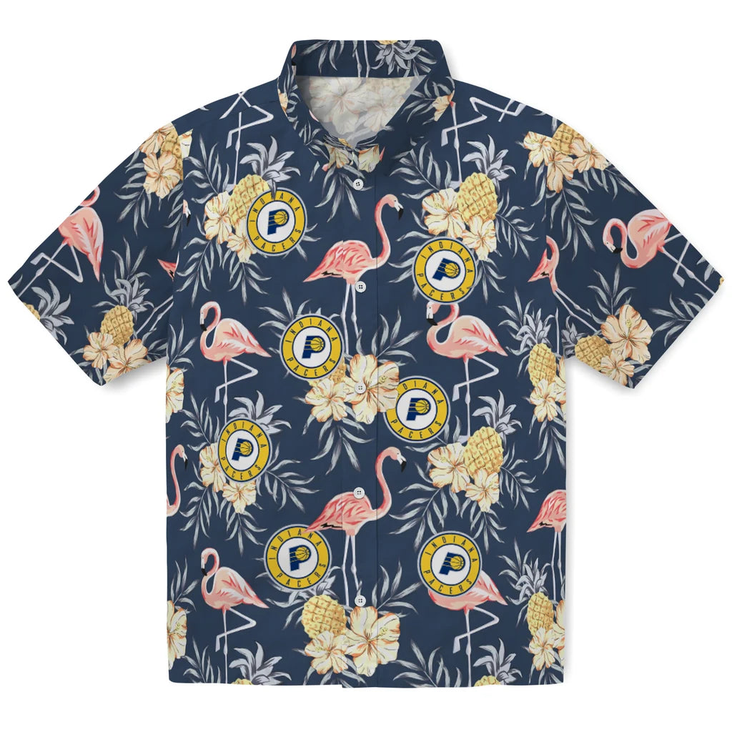 Indiana Pacers Hawaiian Shirt - Flamingo Hibiscus | Hula Hawaiian Shirts