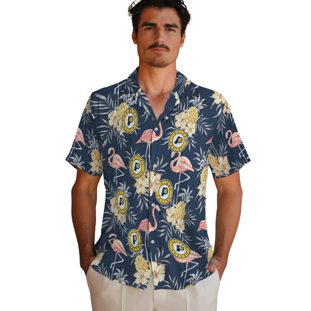 Indiana Pacers Hawaiian Shirt - Flamingo Hibiscus | Hula Hawaiian Shirts