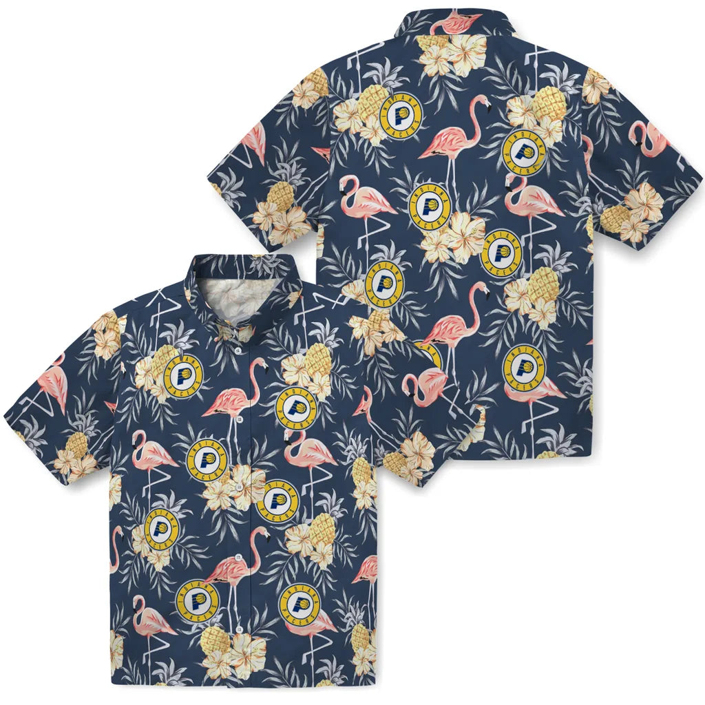 Indiana Pacers Hawaiian Shirt - Flamingo Hibiscus | Hula Hawaiian Shirts