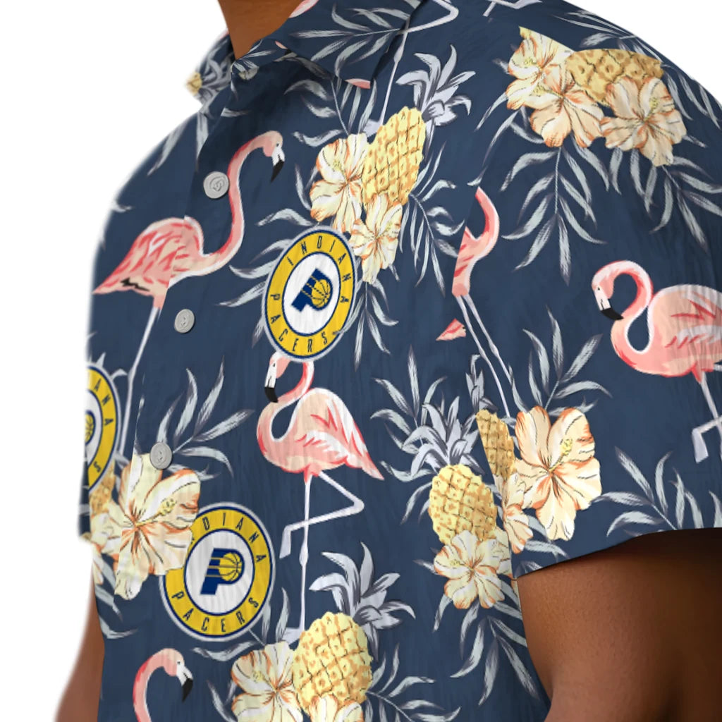 Indiana Pacers Hawaiian Shirt - Flamingo Hibiscus | Hula Hawaiian Shirts