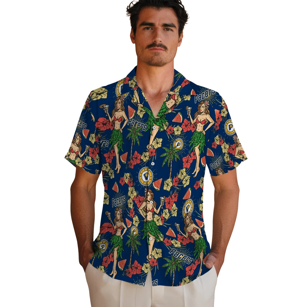 Indiana Pacers Hawaiian Shirt - Hawaiian Girls Design | Hula Hawaiian Shirts