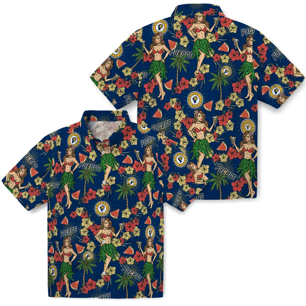 Indiana Pacers Hawaiian Shirt - Hawaiian Girls Design | Hula Hawaiian Shirts