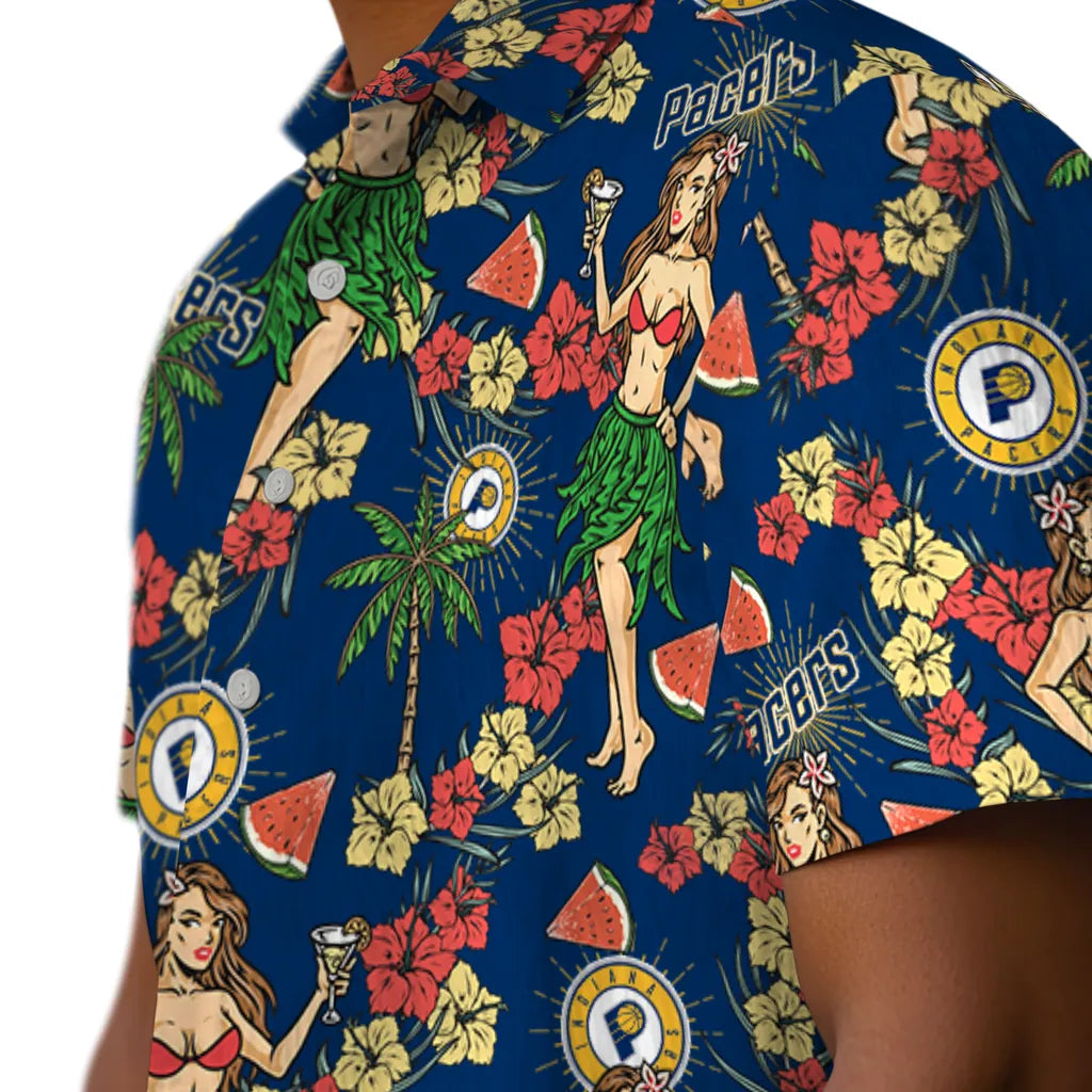 Indiana Pacers Hawaiian Shirt - Hawaiian Girls Design | Hula Hawaiian Shirts