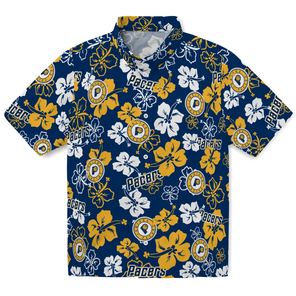Indiana Pacers Hawaiian Shirt - Hibiscus Flower Design | Hula Hawaiian Shirts