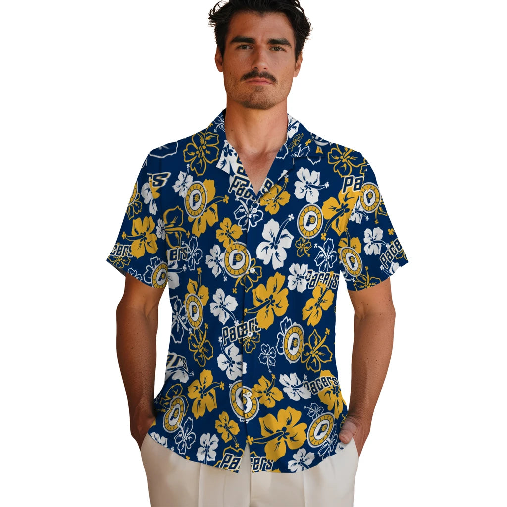 Indiana Pacers Hawaiian Shirt - Hibiscus Flower Design | Hula Hawaiian Shirts