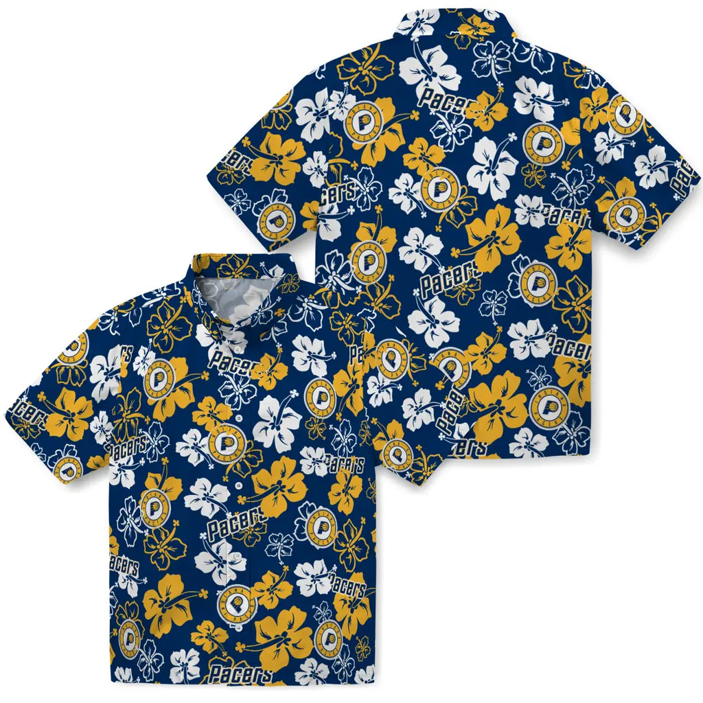Indiana Pacers Hawaiian Shirt - Hibiscus Flower Design | Hula Hawaiian Shirts