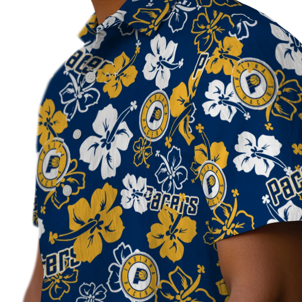 Indiana Pacers Hawaiian Shirt - Hibiscus Flower Design | Hula Hawaiian Shirts