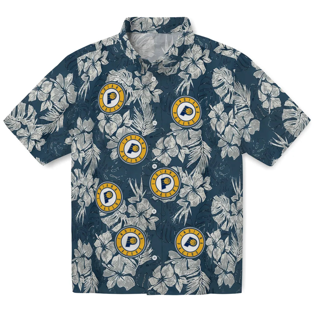 Indiana Pacers Hawaiian Shirt - Hibiscus Flowers | Hula Hawaiian Shirts