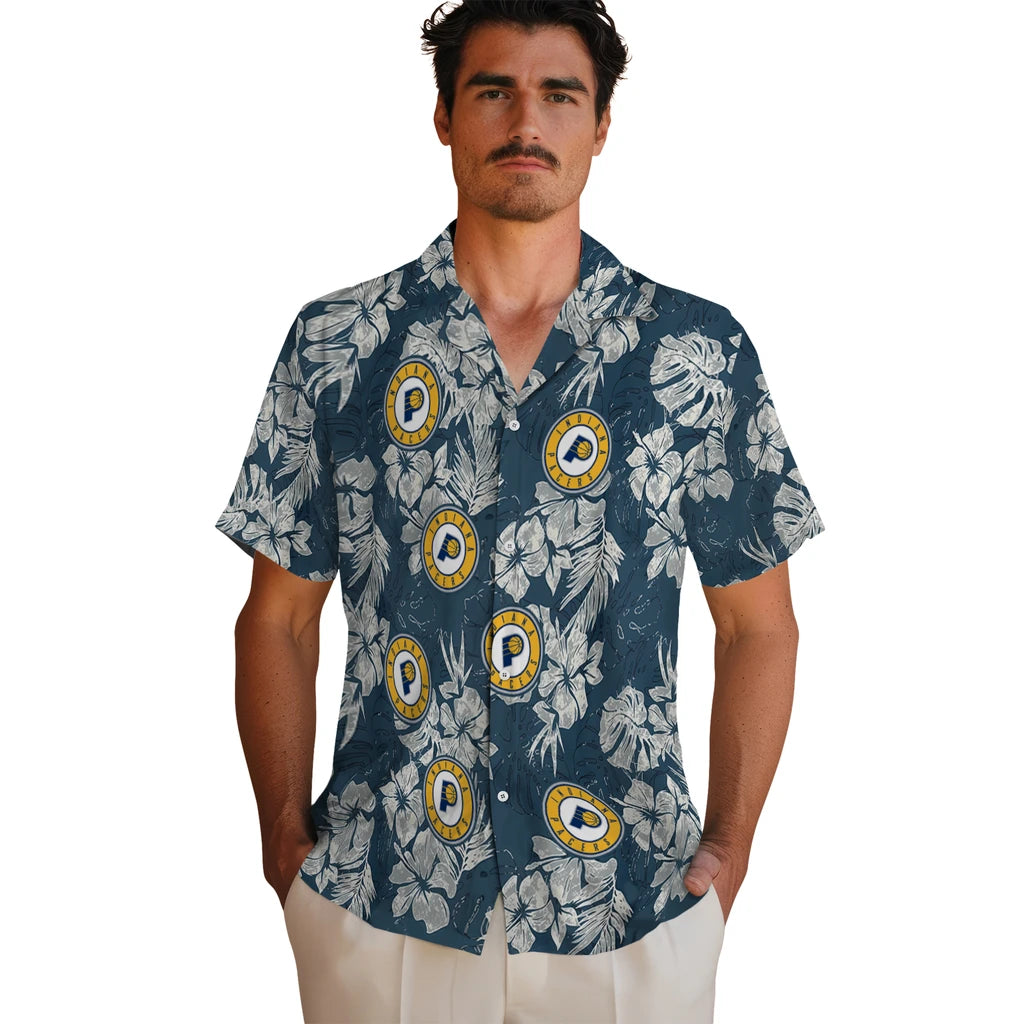 Indiana Pacers Hawaiian Shirt - Hibiscus Flowers | Hula Hawaiian Shirts
