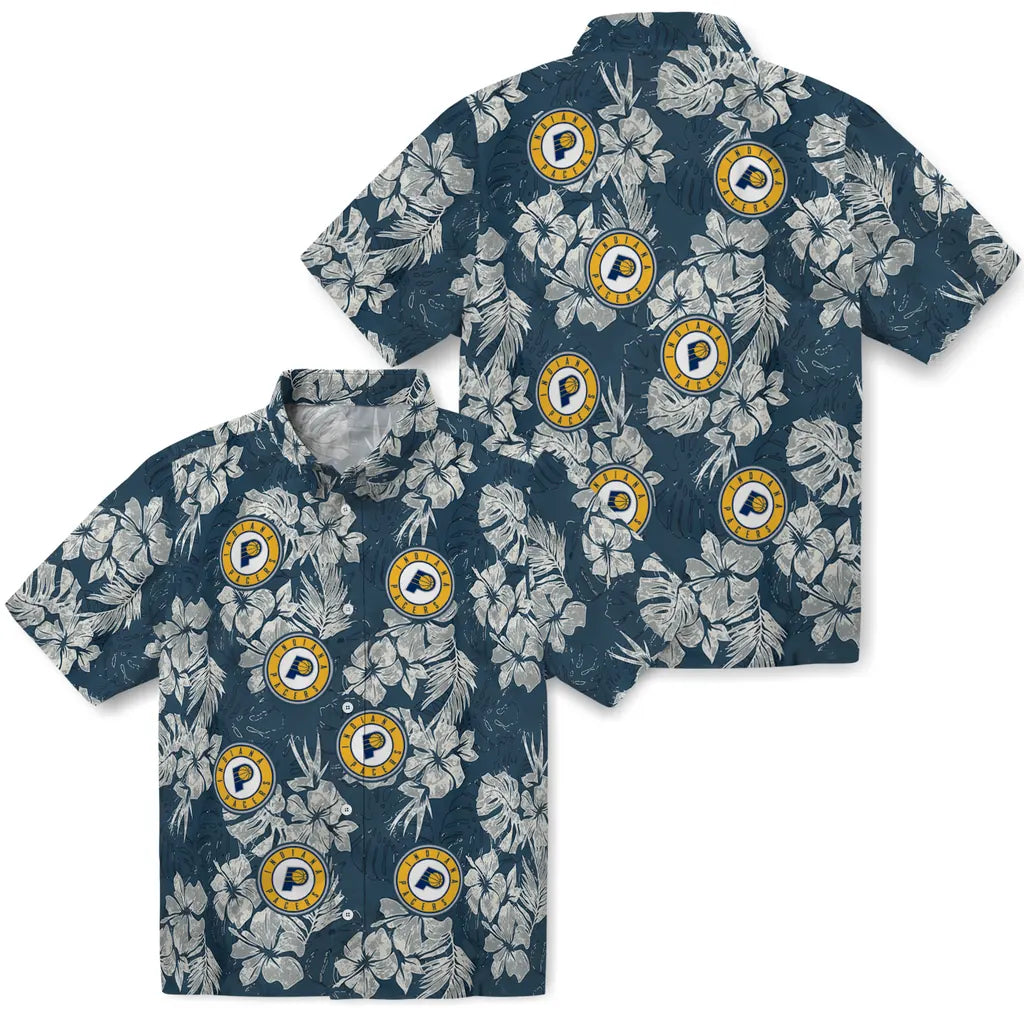 Indiana Pacers Hawaiian Shirt - Hibiscus Flowers | Hula Hawaiian Shirts