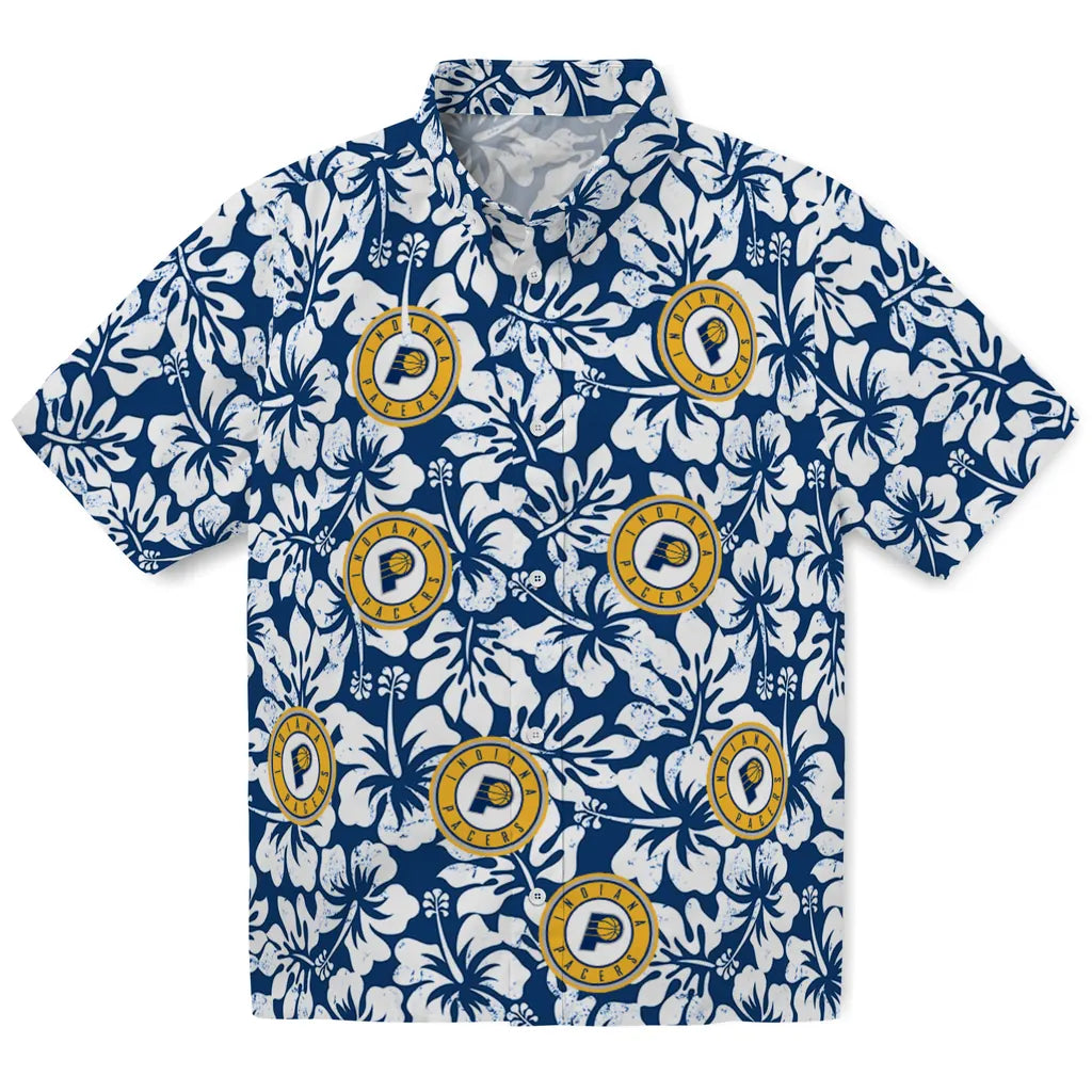 Indiana Pacers Hawaiian Shirt - Hibiscus Motif | Hula Hawaiian Shirts