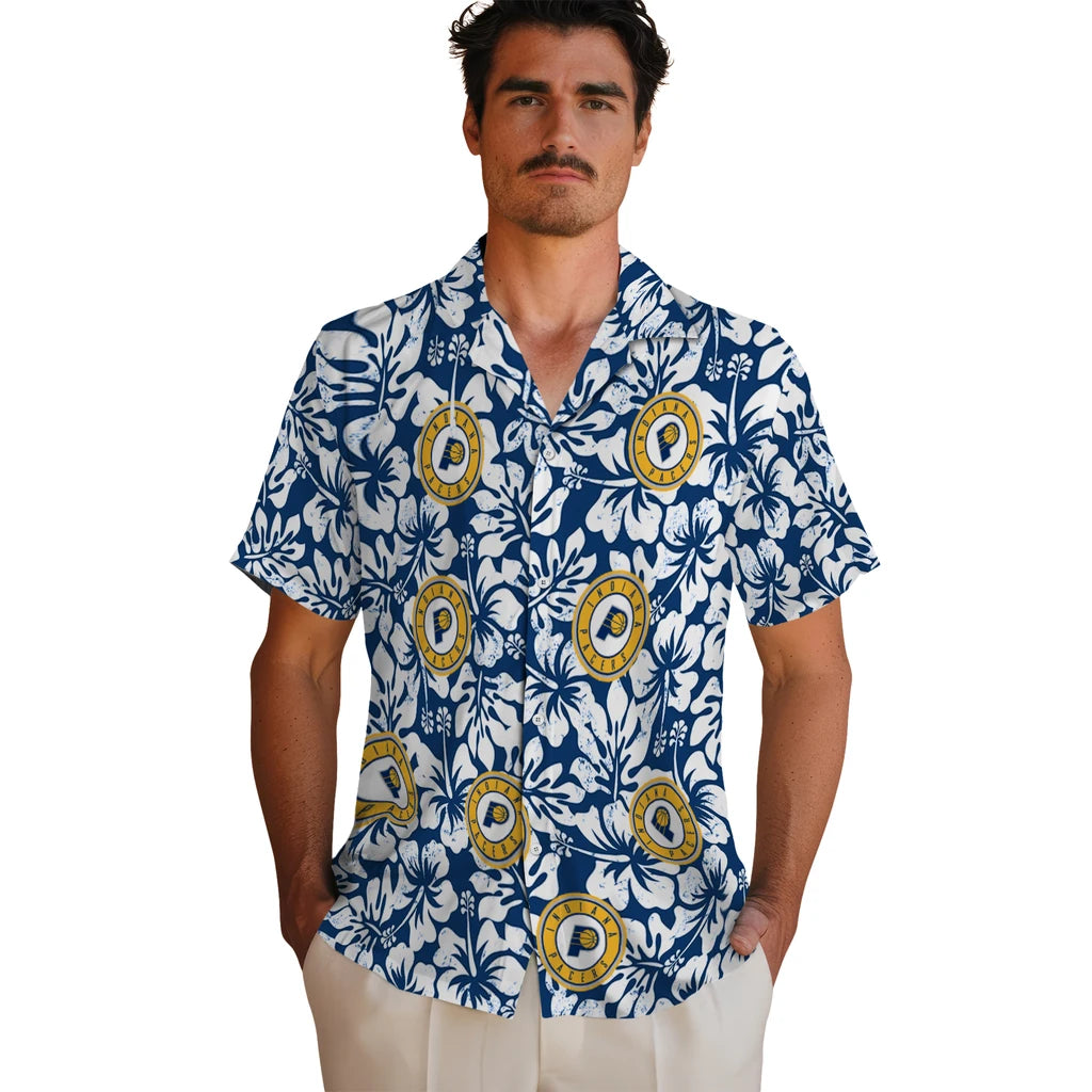 Indiana Pacers Hawaiian Shirt - Hibiscus Motif | Hula Hawaiian Shirts