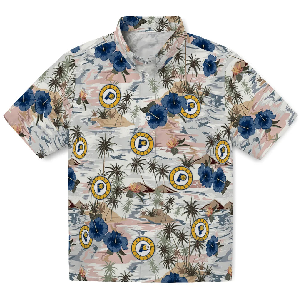 Indiana Pacers Hawaiian Shirt - Hibiscus Seaside | Hula Hawaiian Shirts