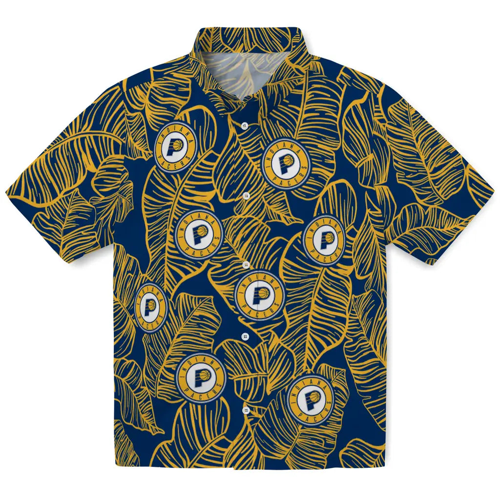 Indiana Pacers Hawaiian Shirt - Leaf Outline | Hula Hawaiian Shirts