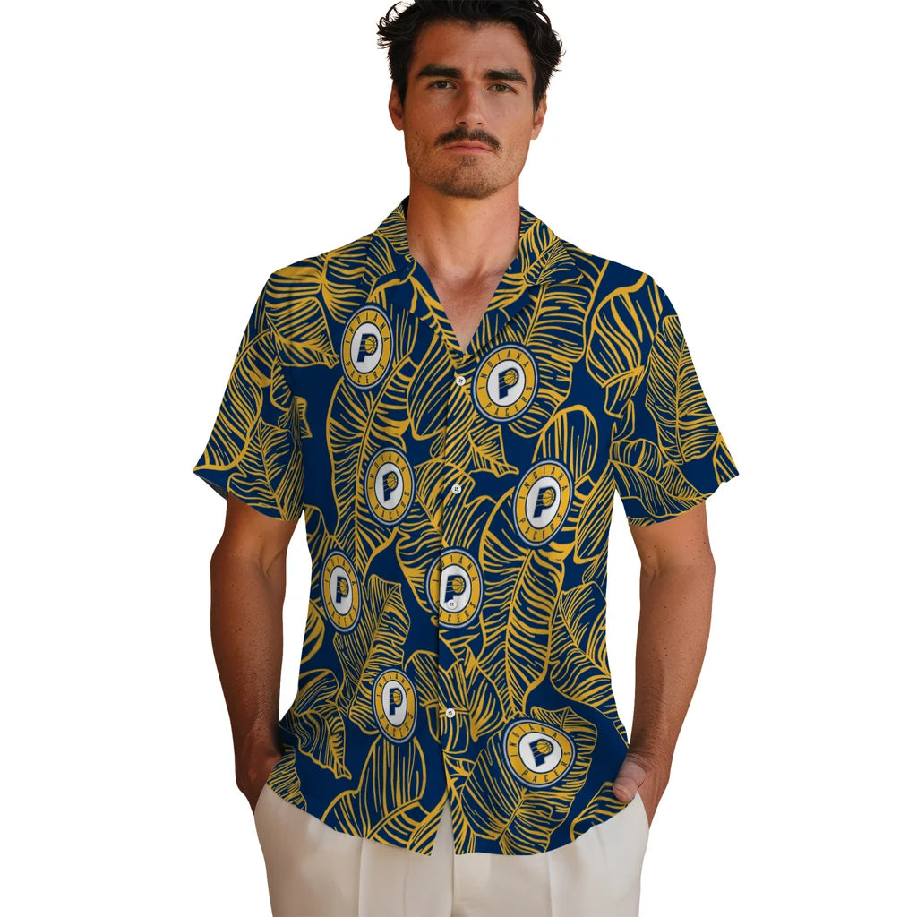 Indiana Pacers Hawaiian Shirt - Leaf Outline | Hula Hawaiian Shirts