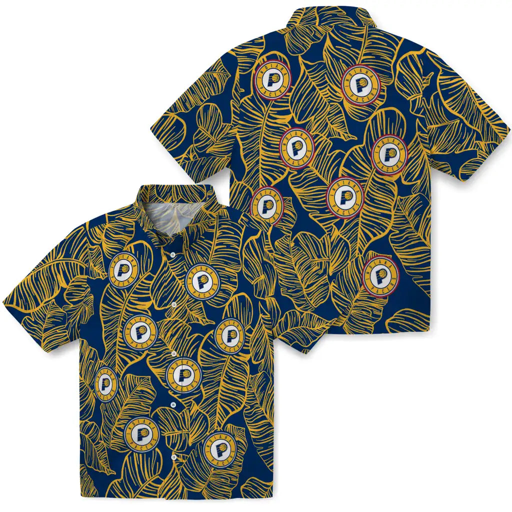 Indiana Pacers Hawaiian Shirt - Leaf Outline | Hula Hawaiian Shirts
