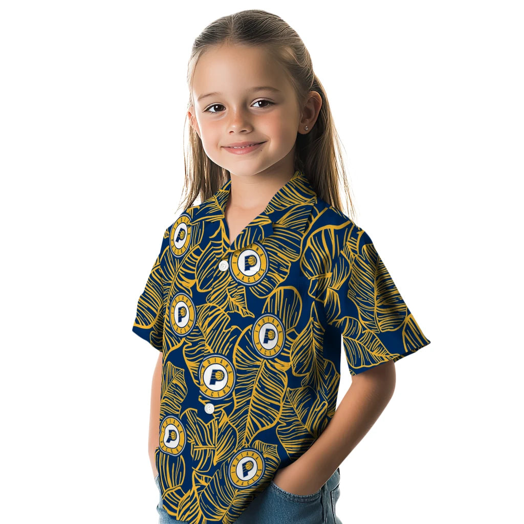 Indiana Pacers Hawaiian Shirt - Leaf Outline | Hula Hawaiian Shirts