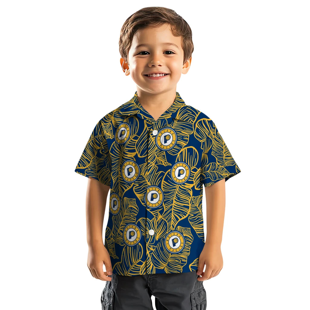 Indiana Pacers Hawaiian Shirt - Leaf Outline | Hula Hawaiian Shirts