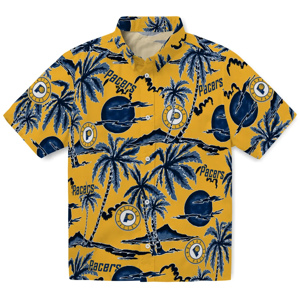 Indiana Pacers Hawaiian Shirt - Palm Sunset | Hula Hawaiian Shirts