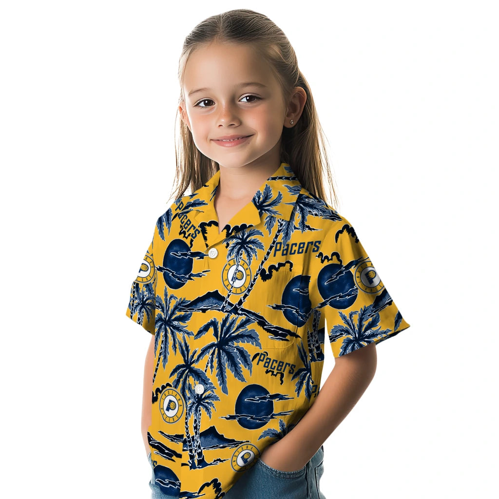 Indiana Pacers Hawaiian Shirt - Palm Sunset | Hula Hawaiian Shirts