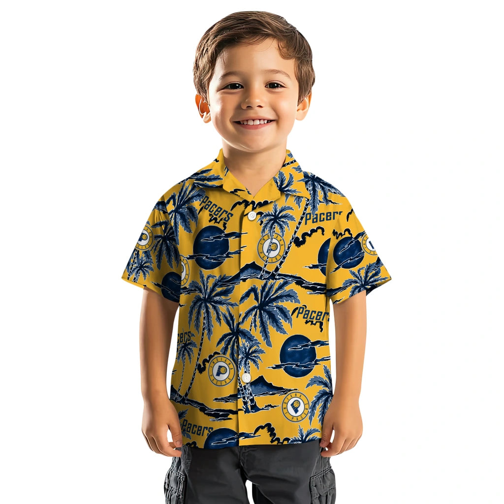Indiana Pacers Hawaiian Shirt - Palm Sunset | Hula Hawaiian Shirts