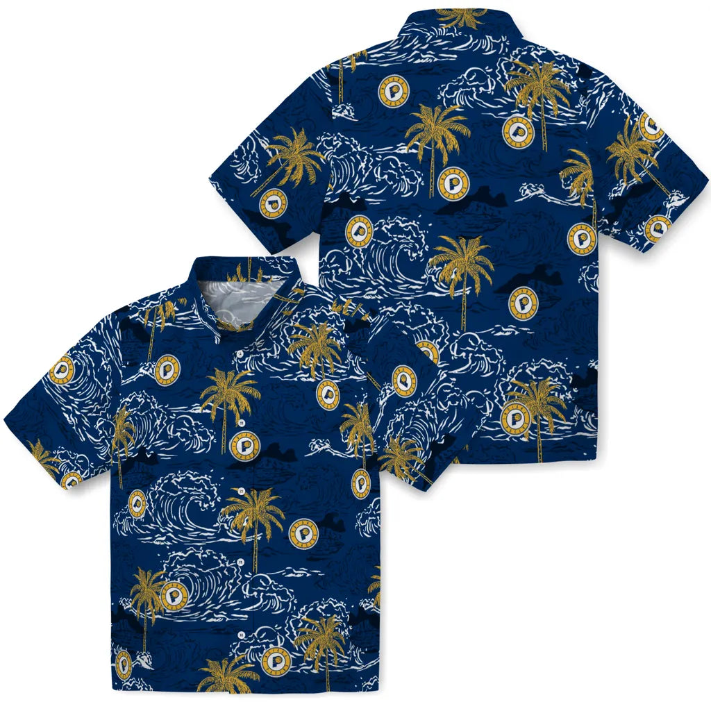 Indiana Pacers Hawaiian Shirt - Wave Palm | Hula Hawaiian Shirts