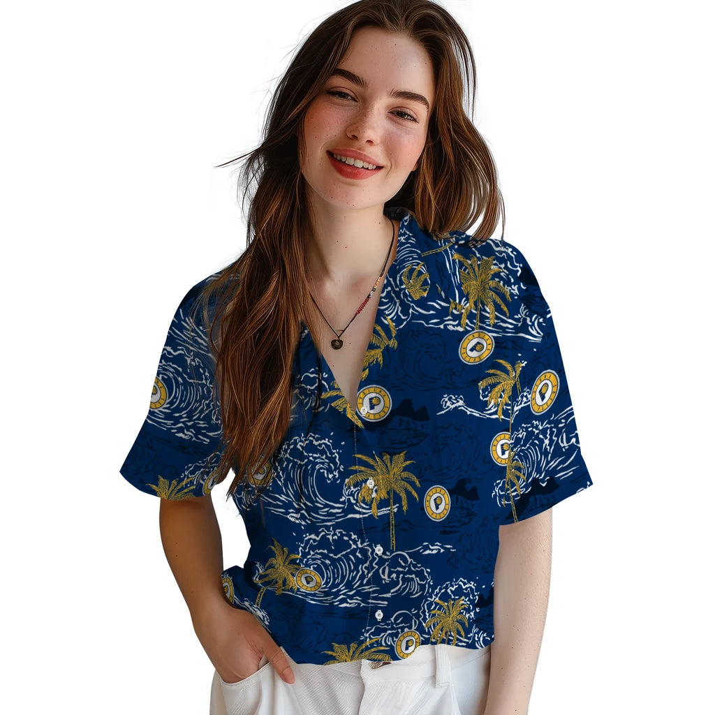 Indiana Pacers Hawaiian Shirt - Wave Palm | Hula Hawaiian Shirts