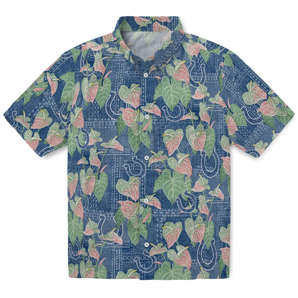 Indianapolis Colts Hawaiian Shirt - Anthurium Overlay | Hula Hawaiian Shirts