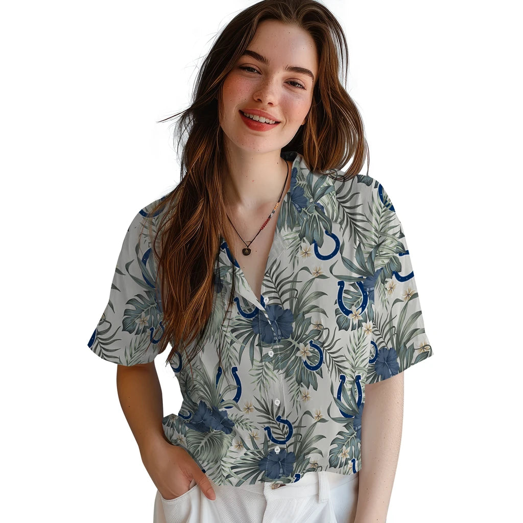 Indianapolis Colts Hawaiian Shirt - Hibiscus Designs | Hula Hawaiian Shirts