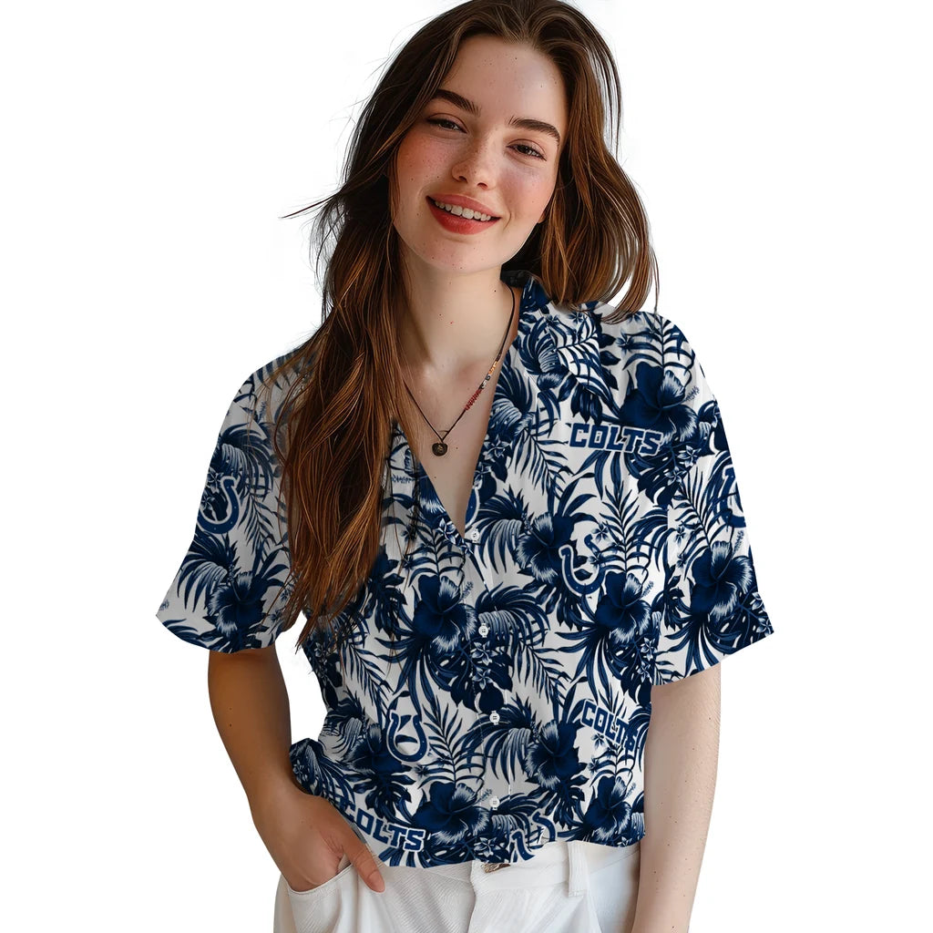 Indianapolis Colts Hawaiian Shirt - Hibiscus Exotic | Hula Hawaiian Shirts