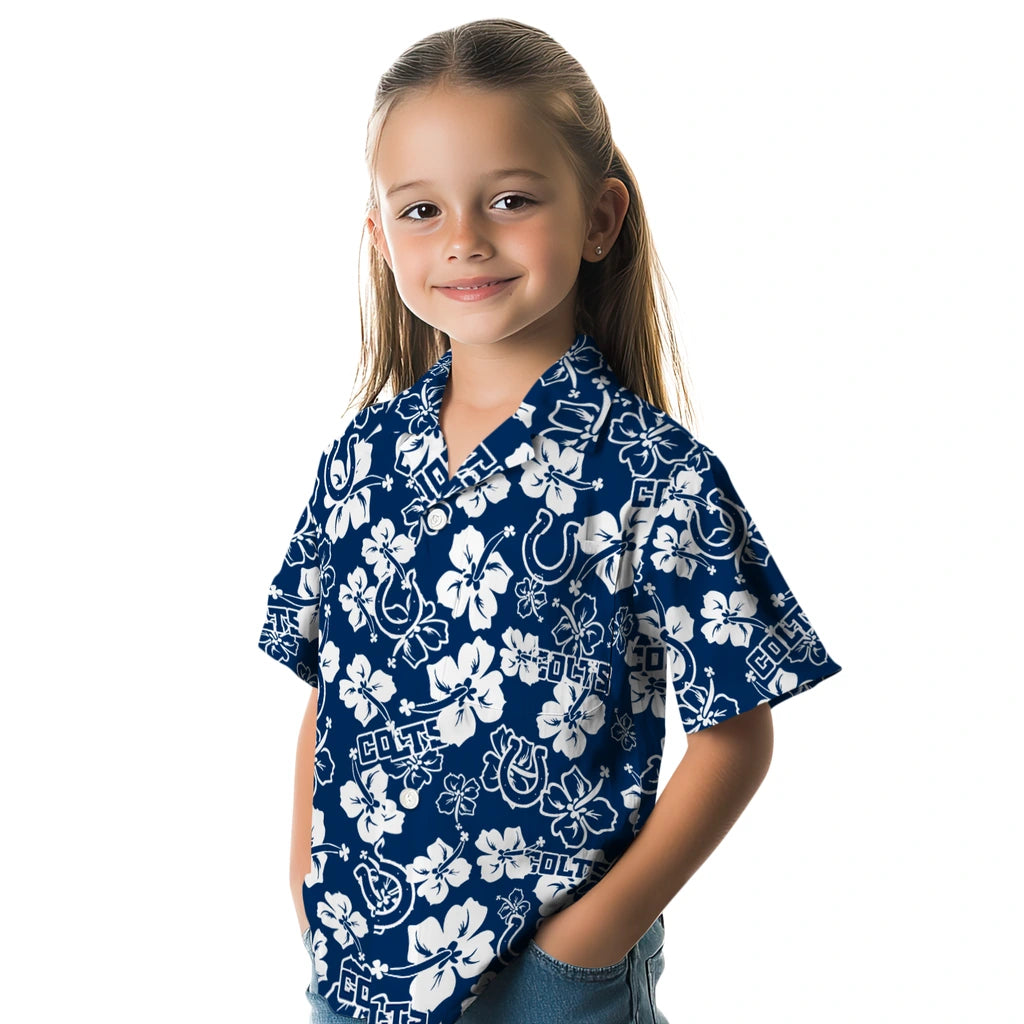 Indianapolis Colts Hawaiian Shirt - Hibiscus Flower Design | Hula Hawaiian Shirts