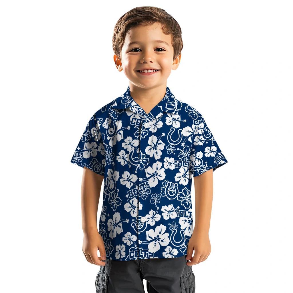Indianapolis Colts Hawaiian Shirt - Hibiscus Flower Design | Hula Hawaiian Shirts