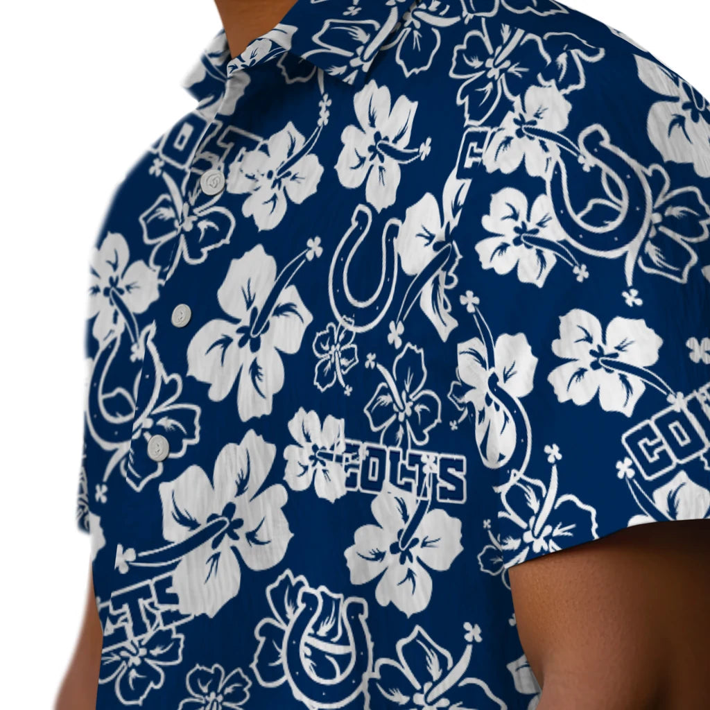 Indianapolis Colts Hawaiian Shirt - Hibiscus Flower Design | Hula Hawaiian Shirts