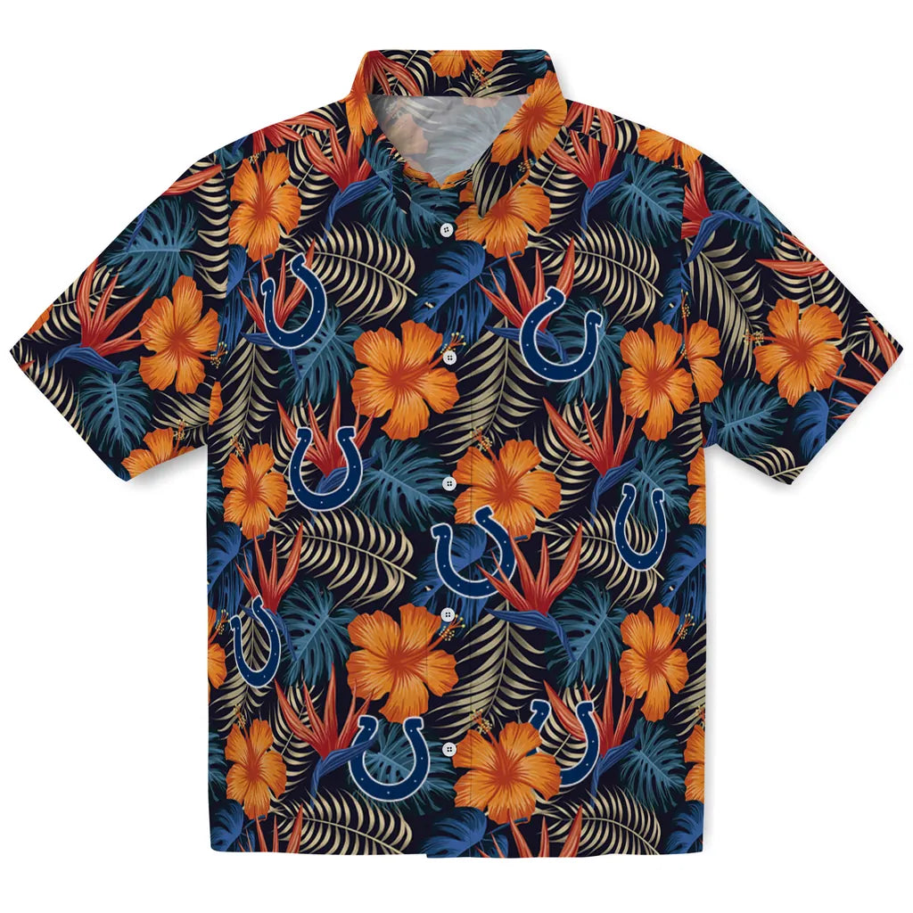 Indianapolis Colts Hawaiian Shirt - Hibiscus Foliage | Hula Hawaiian Shirts