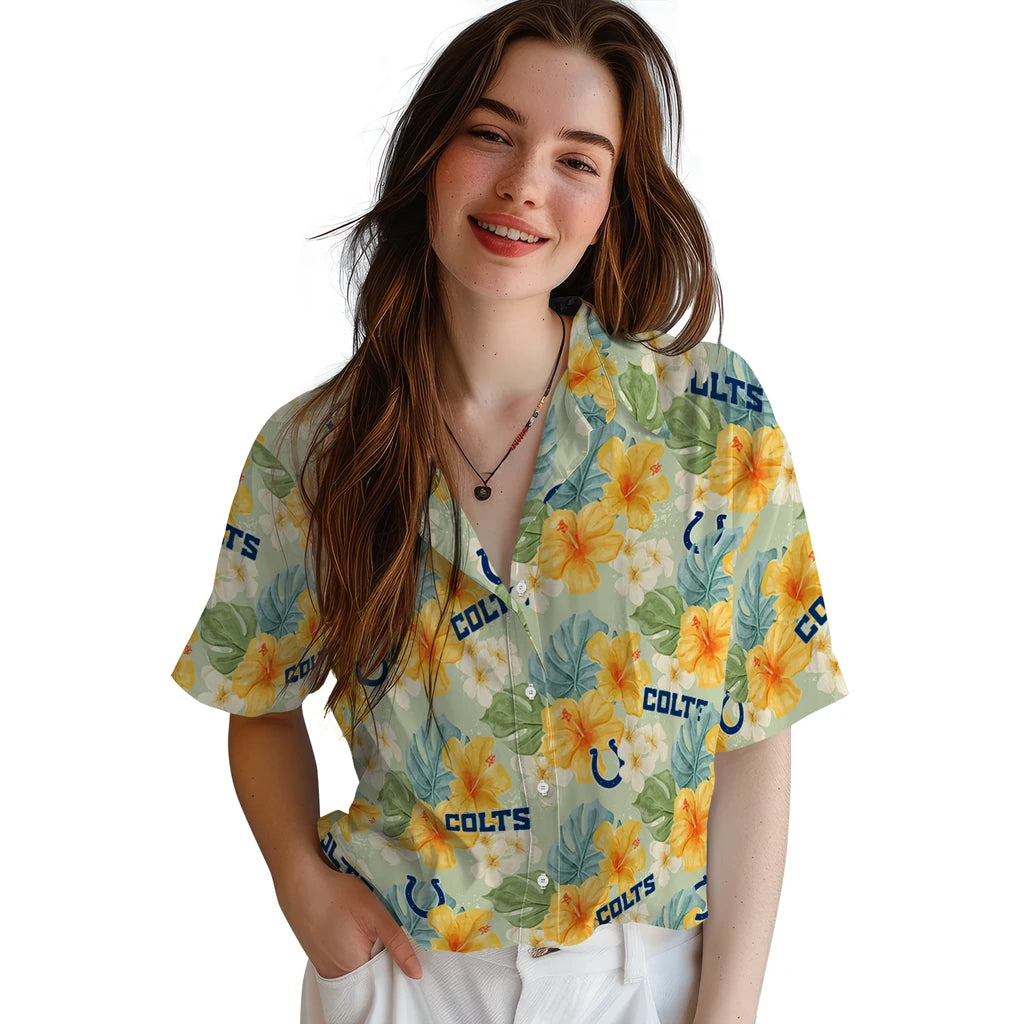 Indianapolis Colts Hawaiian Shirt - Hibiscus Mood | Hula Hawaiian Shirts
