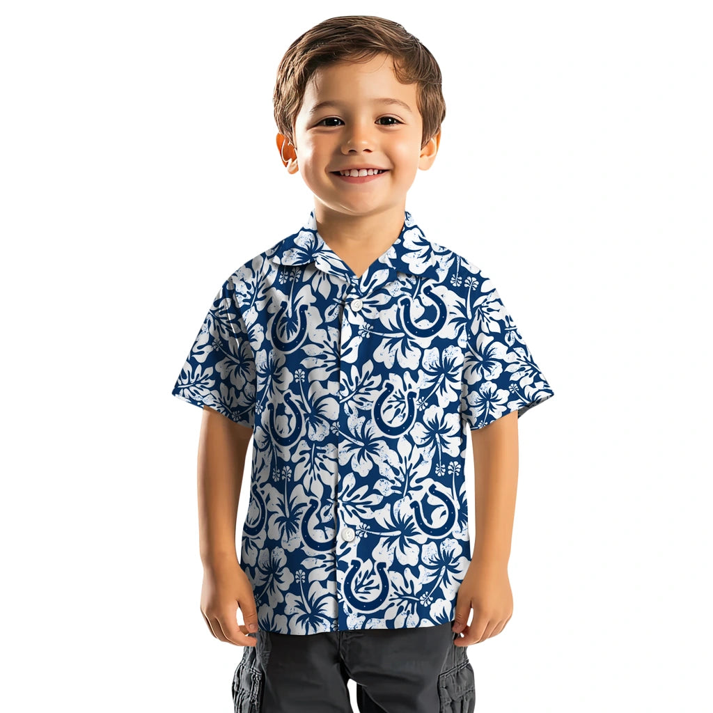 Indianapolis Colts Hawaiian Shirt - Hibiscus Motif | Hula Hawaiian Shirts