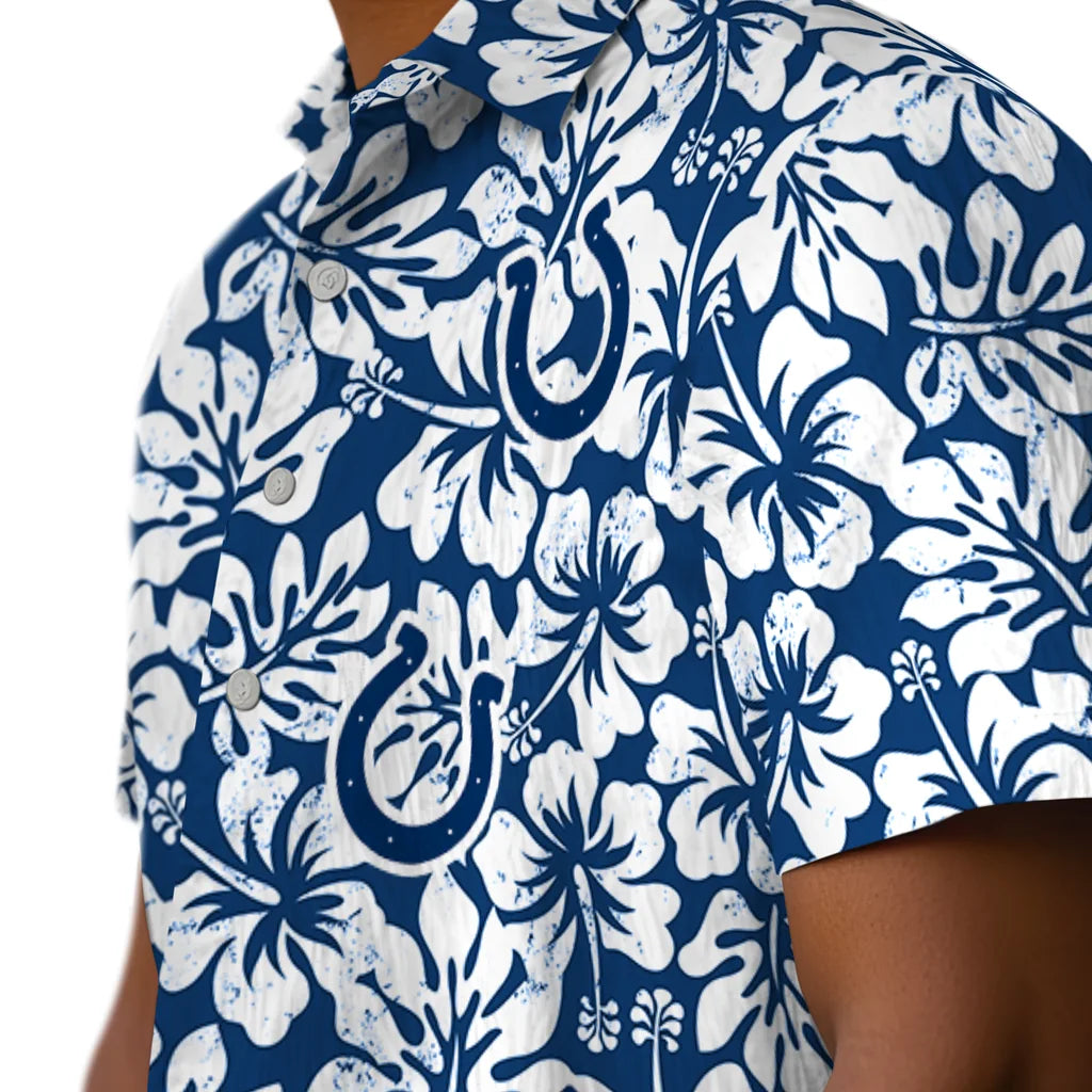 Indianapolis Colts Hawaiian Shirt - Hibiscus Motif | Hula Hawaiian Shirts