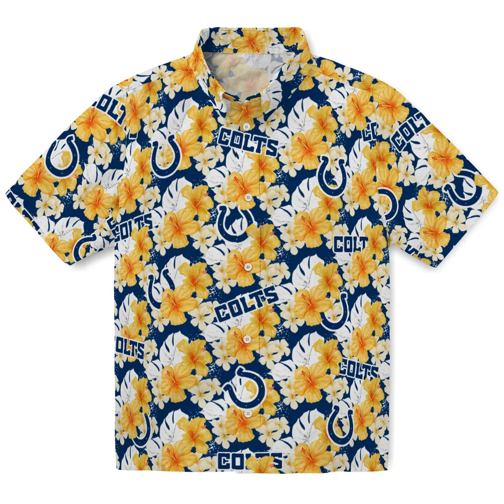 Indianapolis Colts Hawaiian Shirt - Hibiscus Tropics | Hula Hawaiian Shirts
