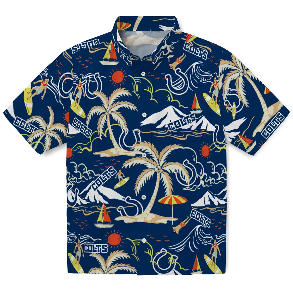 Indianapolis Colts Hawaiian Shirt - Palm Tree Island | Hula Hawaiian Shirts