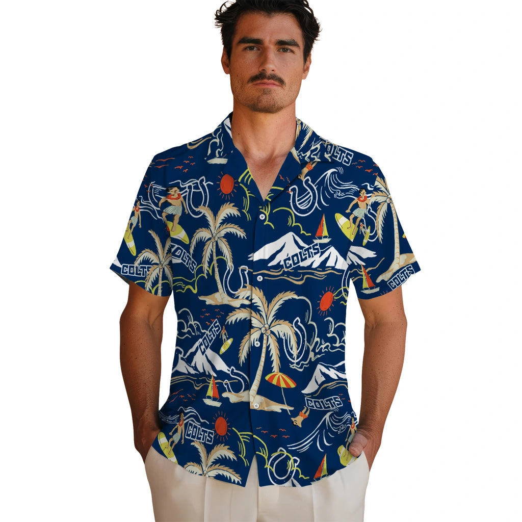 Indianapolis Colts Hawaiian Shirt - Palm Tree Island | Hula Hawaiian Shirts