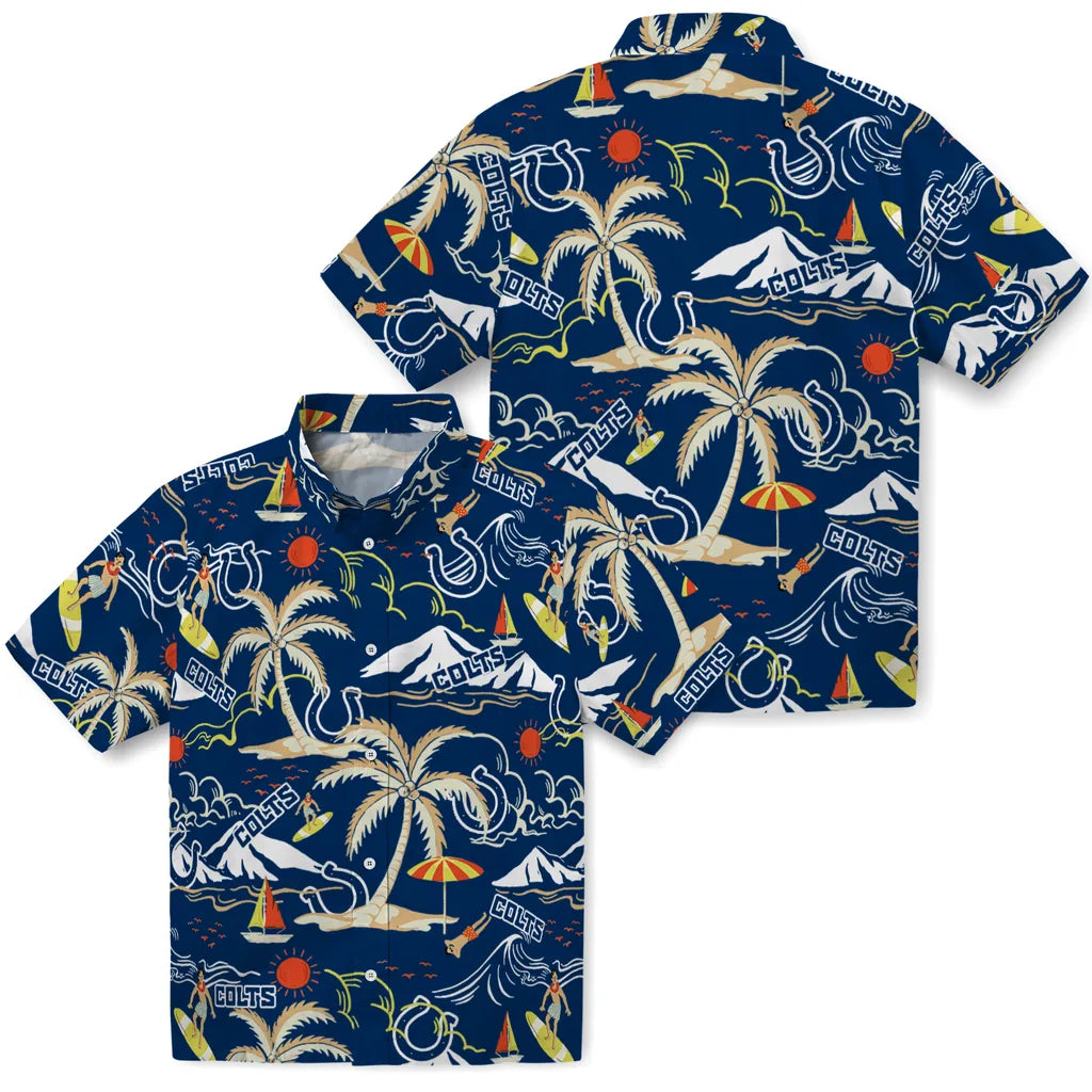 Indianapolis Colts Hawaiian Shirt - Palm Tree Island | Hula Hawaiian Shirts