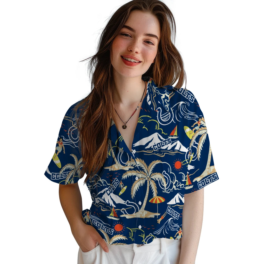 Indianapolis Colts Hawaiian Shirt - Palm Tree Island | Hula Hawaiian Shirts