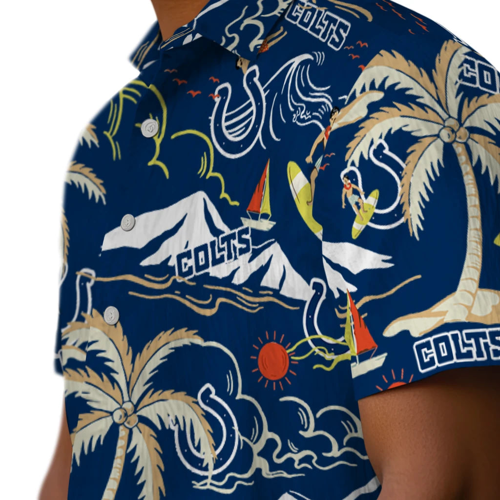 Indianapolis Colts Hawaiian Shirt - Palm Tree Island | Hula Hawaiian Shirts