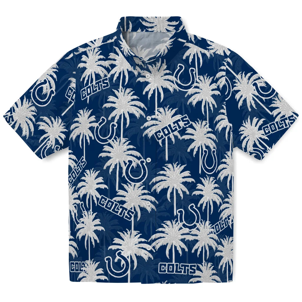 Indianapolis Colts Hawaiian Shirt - Palm Tree Motif | Hula Hawaiian Shirts