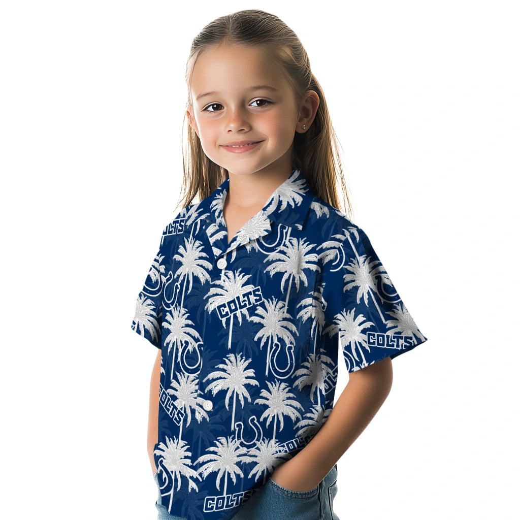Indianapolis Colts Hawaiian Shirt - Palm Tree Motif | Hula Hawaiian Shirts